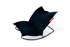 Fauteuil à bascule extérieur en métal noir avec coussin bleu marine Rock'n Roll Combi - Fatboy