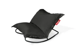 Fauteuil à bascule extérieur en métal noir avec coussin gris orage Rock 'n Roll Combi - Fatboy