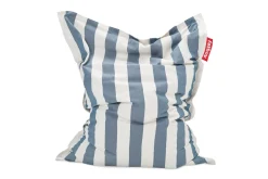 Fauteuil à bascule extérieur en métal noir avec coussin rayé bleu océan Rock 'n Roll Combi - Fatboy