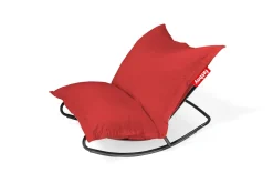 Fauteuil à bascule extérieur en métal noir avec coussin rouge Rock 'n Roll Combi - Fatboy