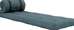 Fauteuil convertible en lit de jour en coton bleu pétrole 95x70x60cm Buckle-up - Karup Design