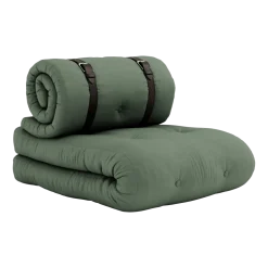 Fauteuil convertible en lit de jour en coton vert olive 95x70x60cm Buckle-up - Karup Design