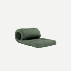 Fauteuil convertible vert olive avec coussin gris foncé 70x120x40cm Wrap - Karup Design