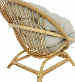 Fauteuil coquille en rotin avec coussin tissu 92 x 100 x 92 Miami - KOK