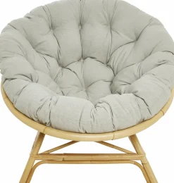 Fauteuil coquille en rotin avec coussin tissu 92 x 100 x 92 Miami - KOK