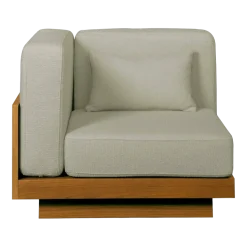 Fauteuil d'angle d'extérieur en Iroko et bouclette Naturel Georges - Gabrielle Paris