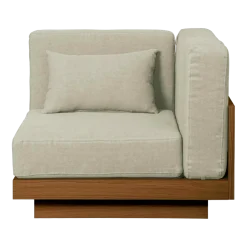Fauteuil d'angle d'extérieur en Iroko et toile Naturel Georges - Gabrielle Paris