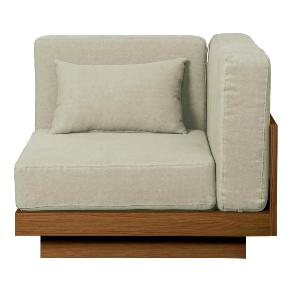 Fauteuil d'angle d'extérieur en Iroko et toile Naturel Georges - Gabrielle Paris