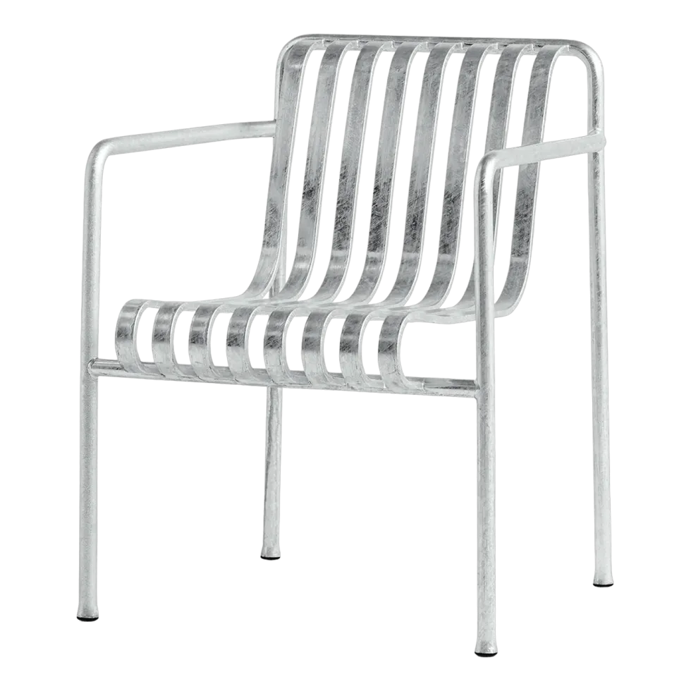 Fauteuil de jardin avec accoudoir en métal gris galvanisé Palissade - HAY