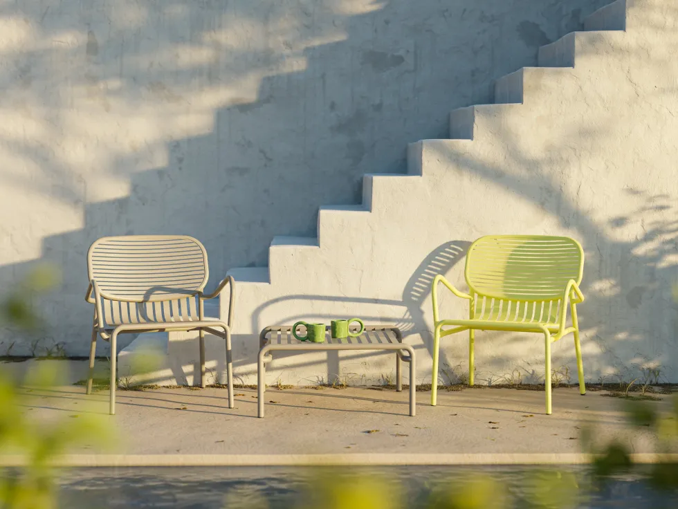 Fauteuil de jardin avec accoudoirs en aluminium vert menthe Week end - Petite friture