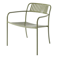 Fauteuil de jardin avec accoudoirs à lames en acier inoxydable vert jonc Patio - Tolix