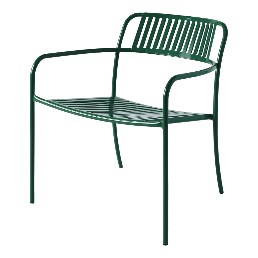 Fauteuil de jardin avec accoudoirs à lames en acier inoxydable vert mousse Patio - Tolix