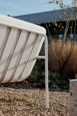 Fauteuil de jardin en acier blanc et assise sable 70cm Diego - Metallbude