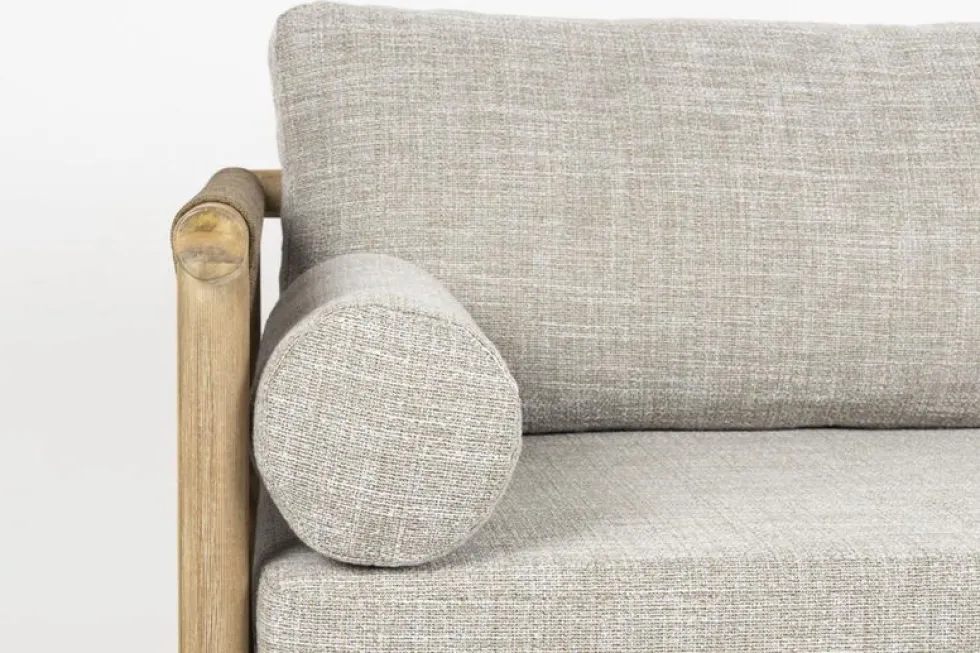 Fauteuil de jardin en bois d'acacia et tissu en polyester gris 84x95x68cm Oasis - Dutchbone