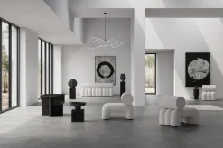 Fauteuil design en tissu bouclé blanc cassé Foku - 101 COPENHAGEN