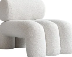 Fauteuil design en tissu bouclé blanc cassé Foku - 101 COPENHAGEN