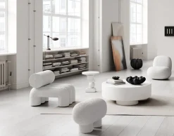 Fauteuil design en tissu bouclé blanc cassé Foku - 101 COPENHAGEN