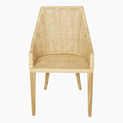 Fauteuil de table en rotin naturel piétement teck Saïgon - KOK