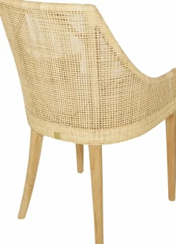 Fauteuil de table en rotin naturel piétement teck Saïgon - KOK