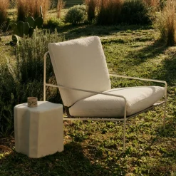Fauteuil d'extérieur en acier et tissu beige 85x79cm Desert 1 - Ferm living