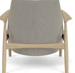 Fauteuil dossier bas en chêne et laine grise The seal - Audo