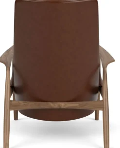 Fauteuil dossier haut en cuir et noyer marron The seal - Audo