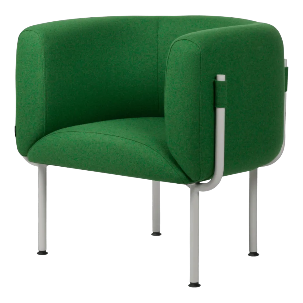 Fauteuil en acier et laine vert mousse 71,2cm Ubi Mini - noo.ma