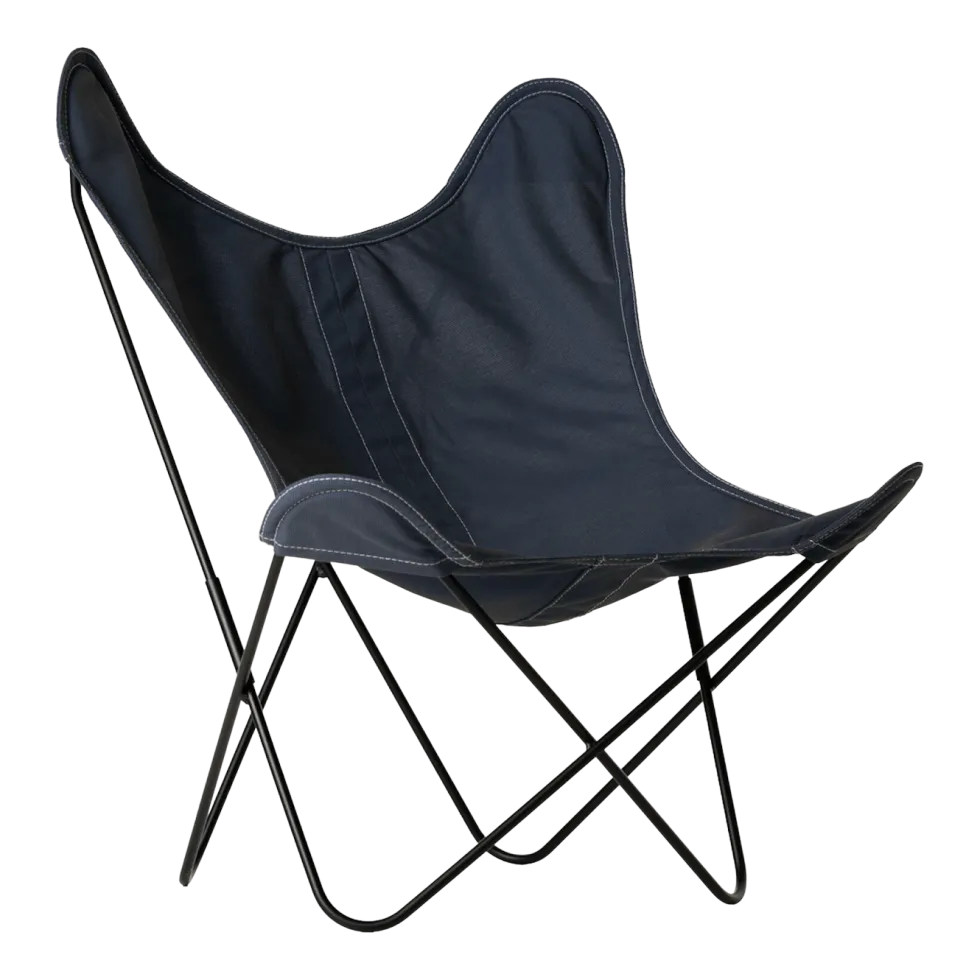 Fauteuil en batyline bleu nuit et structure en acier noir AA - Airborne