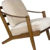 Fauteuil en bois de manguier finition noyer et tissu beige Washington - Dutchbone