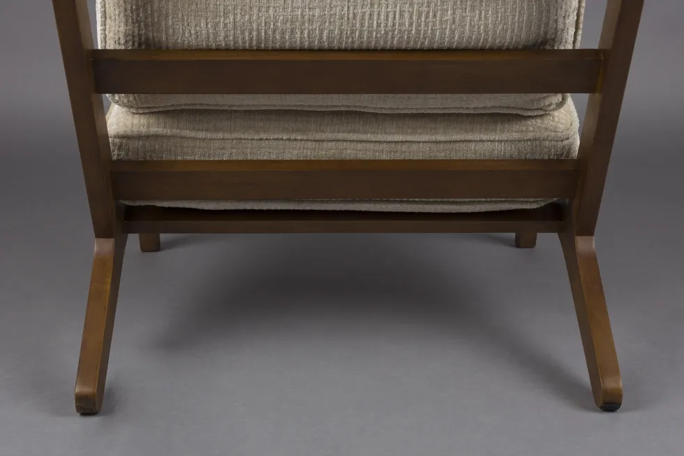 Fauteuil en bois de manguier finition noyer et tissu beige Washington - Dutchbone