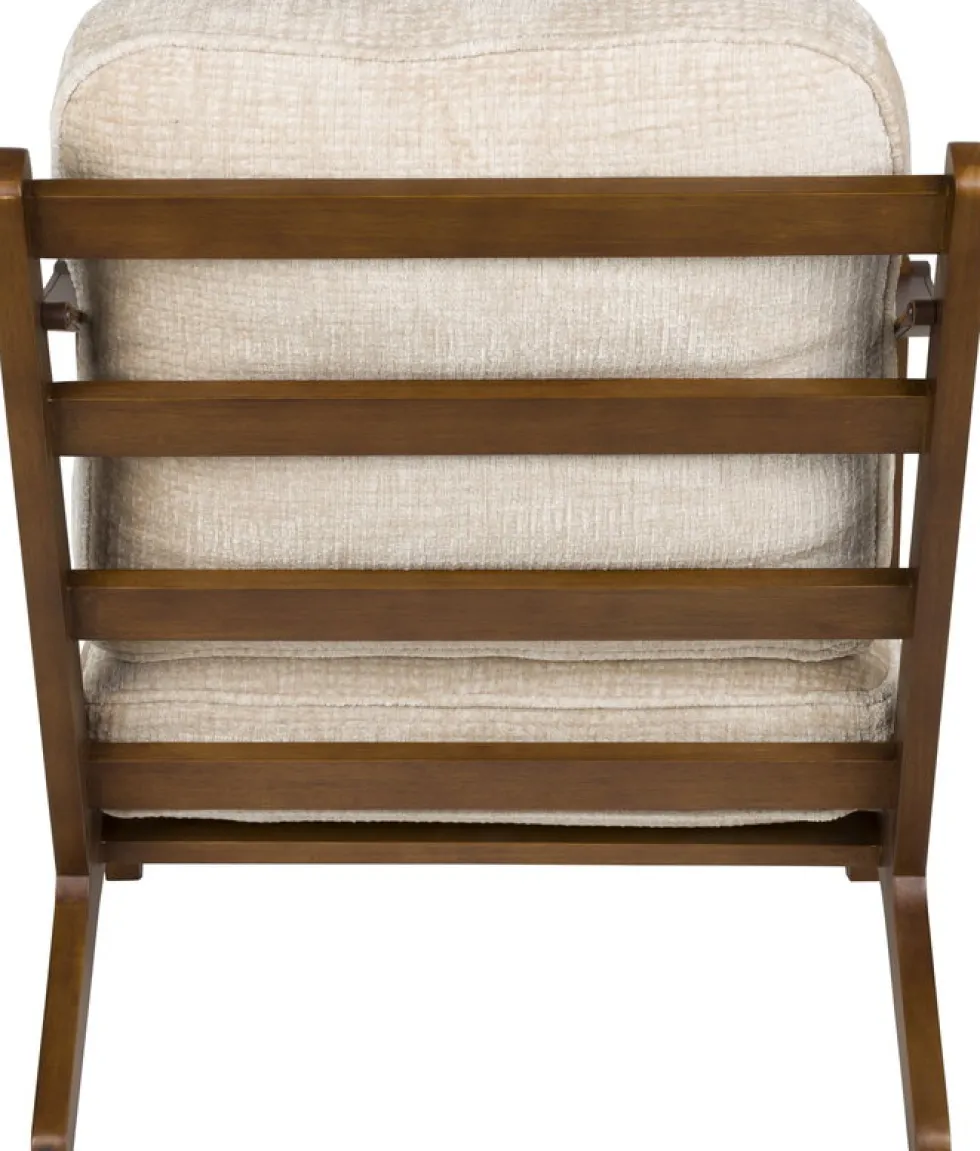 Fauteuil en bois de manguier finition noyer et tissu beige Washington - Dutchbone