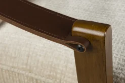 Fauteuil en bois de manguier finition noyer et tissu beige Washington - Dutchbone