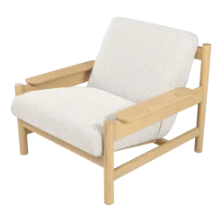 Fauteuil en bois mindy et textile sable doux 83x90x75,5cm Casca - Versmissen