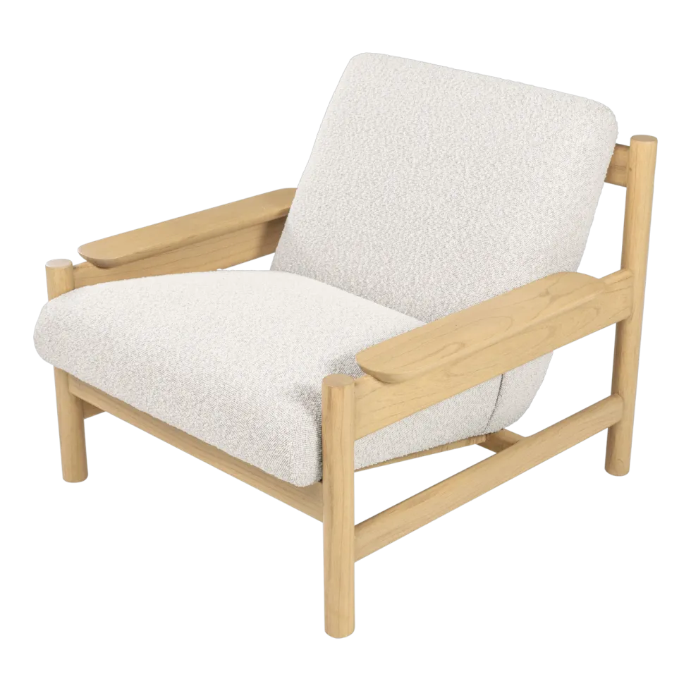 Fauteuil en bois mindy et textile sable doux 83x90x75,5cm Casca - Versmissen