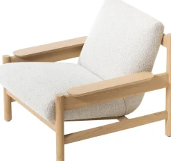Fauteuil en bois mindy et textile sable doux 83x90x75,5cm Casca - Versmissen