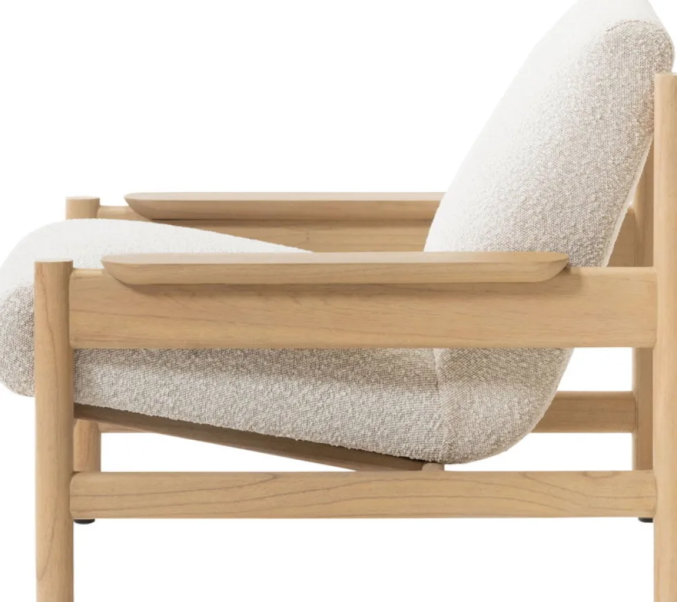Fauteuil en bois mindy et textile sable doux 83x90x75,5cm Casca - Versmissen