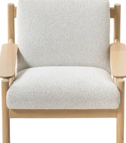 Fauteuil en bois mindy et textile sable doux 83x90x75,5cm Casca - Versmissen