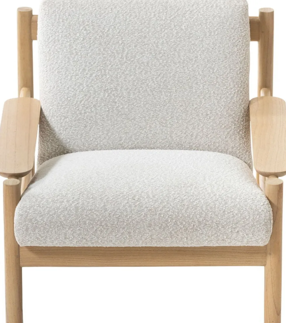 Fauteuil en bois mindy et textile sable doux 83x90x75,5cm Casca - Versmissen