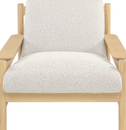 Fauteuil en bois mindy et textile sable doux 83x90x75,5cm Casca - Versmissen