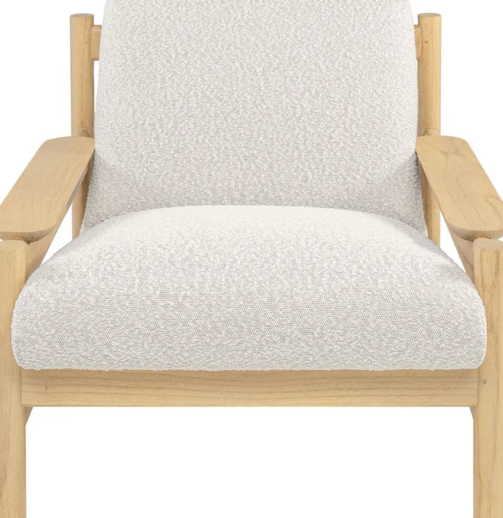 Fauteuil en bois mindy et textile sable doux 83x90x75,5cm Casca - Versmissen