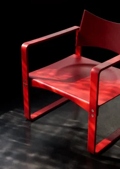 Fauteuil en bouleau laqué rouge 65,5x60x74cm 270F - Verpan