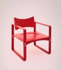 Fauteuil en bouleau laqué rouge 65,5x60x74cm 270F - Verpan