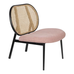 Fauteuil en cannage et assise rose 84cm Spike - Zuiver