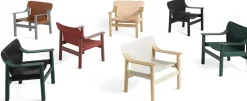 Fauteuil en chêne avec housse en cuir marron Bernard - HAY