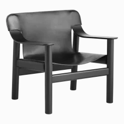 Fauteuil en chêne avec housse en cuir noir Bernard - HAY