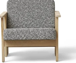 Fauteuil en chêne blanc et assise gris et blanc chiné 73x69x70cm Hallingdal - Form & Refine
