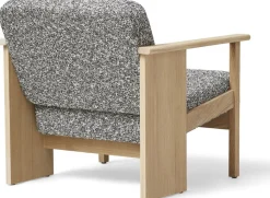 Fauteuil en chêne blanc et assise gris et blanc chiné 73x69x70cm Hallingdal - Form & Refine
