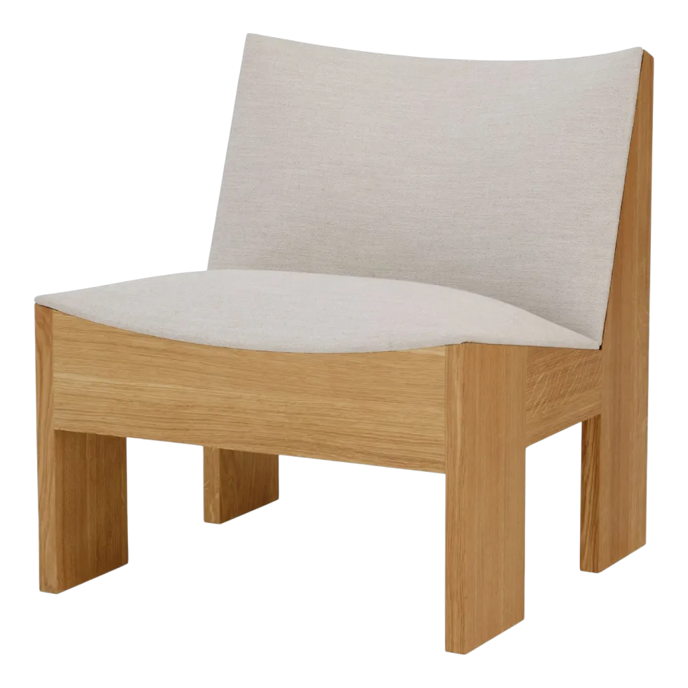 Fauteuil en chêne clair et textile mousse beige-gris Tenon - New works