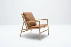 Fauteuil en chêne et cuir nature Dedo easy chair - Gazzda