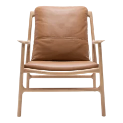 Fauteuil en chêne et cuir nature Dedo easy chair - Gazzda